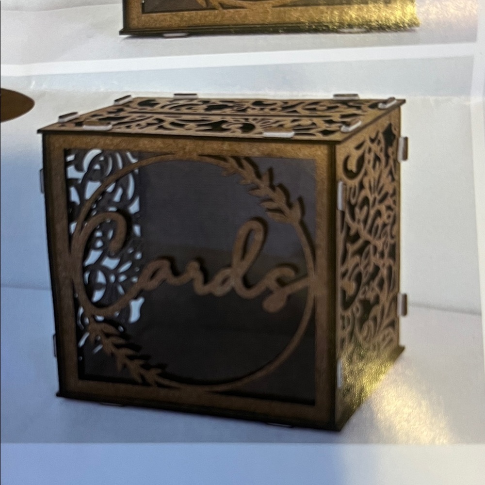 Wooden Laser-Cut 'Cards' Box - Bronze Finish
